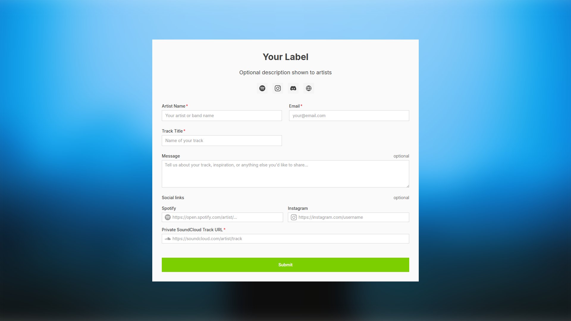 Submission form example