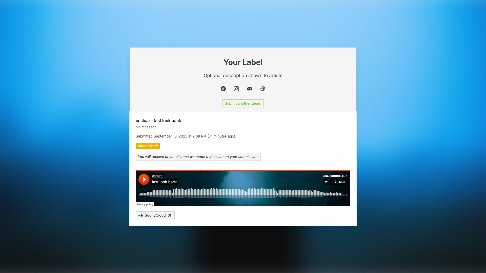 Submission status example